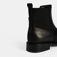Kadın Siyah Lastik Detaylı Deri Bot
