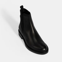 Kadın Siyah Lastik Detaylı Deri Bot