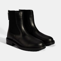 Kadın Siyah  Lastikli Deri Chelsea Bot