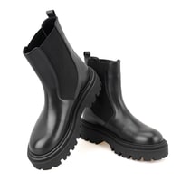 Kadın Siyah Lastikli Deri Chelsea Bot