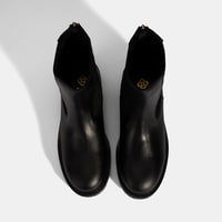 Kadın Siyah  Lastikli Deri Chelsea Bot