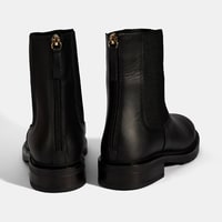 Kadın Siyah  Lastikli Deri Chelsea Bot