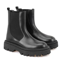 Kadın Siyah Lastikli Deri Chelsea Bot