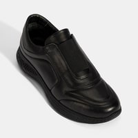 Kadın Siyah Lastikli Deri Spor Ayakkabı