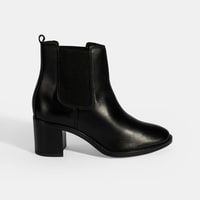 Kadın Siyah Lastikli Topuklu Deri Bot