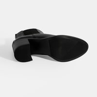 Kadın Siyah Lastikli Topuklu Deri Bot