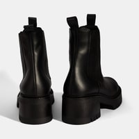 Kadın Siyah Lastikli Topuklu Deri Chelsea Bot