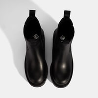 Kadın Siyah Lastikli Topuklu Deri Chelsea Bot