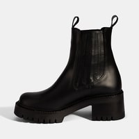 Kadın Siyah Lastikli Topuklu Deri Chelsea Bot