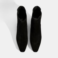 Kadın Siyah Lastikli Topuklu Süet Deri Bot