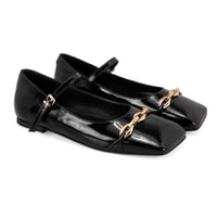 Kadın Siyah Mary Jane Deri Babet