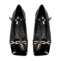 Kadın Siyah Mary Jane Deri Babet