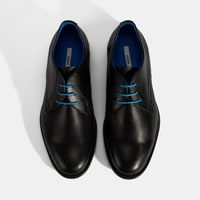 Kadın Siyah Mavi Bağcık Detaylı Deri Klasik Ayakkabı