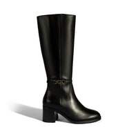 Kadın Siyah Metal Aksesuarlı Deri Çizme