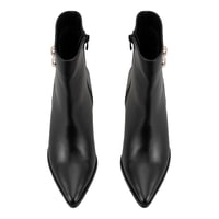 Kadın Siyah Metal Aksesuarlı Deri Topuklu Bot