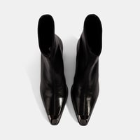 Kadın Siyah Metal Burun Detaylı Topuklu Stretch Bot