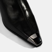 Kadın Siyah Metal Burun Detaylı Topuklu Stretch Bot