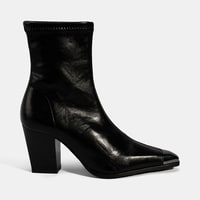 Kadın Siyah Metal Burun Detaylı Topuklu Stretch Bot