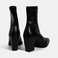 Kadın Siyah Metal Burun Detaylı Topuklu Stretch Bot