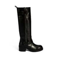 Kadın Siyah Metal Toka Detaylı Deri Çizme