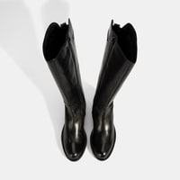 Kadın Siyah Metal Toka Detaylı Deri Çizme