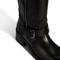Kadın Siyah Metal Toka Detaylı Deri Çizme