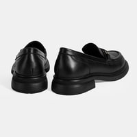 Kadın Siyah Metal Toka Detaylı Deri Loafer