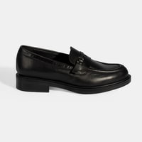 Kadın Siyah Metal Toka Detaylı Deri Loafer