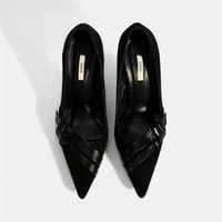 Kadın Siyah Metal Toka Detaylı Süet Stiletto