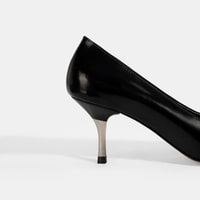 Kadın Siyah Metal Topuk Detaylı Rugan Abiye Ayakkabı