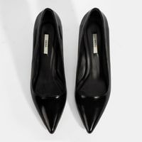 Kadın Siyah Metal Topuk Detaylı Rugan Abiye Ayakkabı