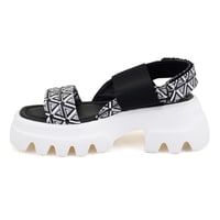 Kadın Siyah Monogram Desenli Dolgu Topuklu Sandalet