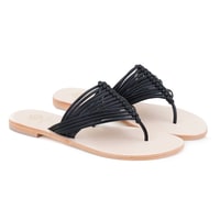 Kadın Siyah Parmak Arası Deri Terlik