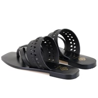 Kadın Siyah Parmak Arası Deri Terlik