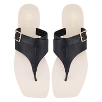 Kadın Siyah Parmak Arası Deri Terlik