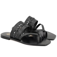 Kadın Siyah Parmak Arası Deri Terlik