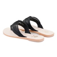 Kadın Siyah Parmak Arası Deri Terlik