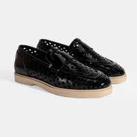 Kadın Siyah Perforeli Rugan Loafer