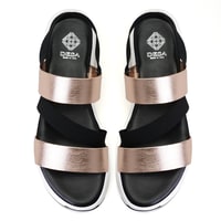 Kadın Siyah Platform Tabanlı Deri Sandalet