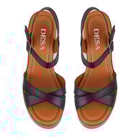 Kadın Siyah Platform Topuklu Deri Sandalet