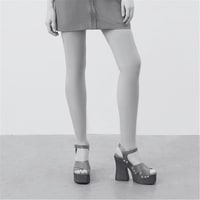 Kadın Siyah Platform Topuklu Deri Sandalet