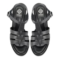 Kadın Siyah Platform Topuklu Deri Sandalet