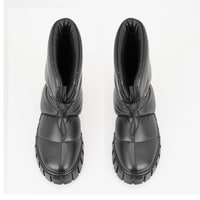 Kadın Siyah Puffer Deri Bot