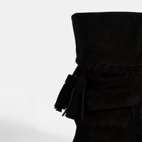 Kadın Siyah Püskül Detaylı Süet Topuklu Bot