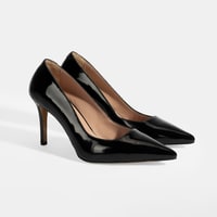 Kadın Siyah Rugan Topuklu Ayakkabı