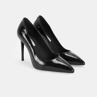 Kadın Siyah Rugan Topuklu Klasik Ayakkabı