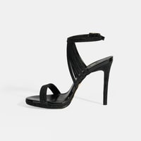 Kadın Siyah Simli Bantlı Topuklu Abiye Sandalet