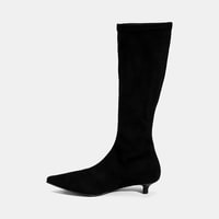 Kadın Siyah Sivri Burunlu Topuklu Stretch Çizme