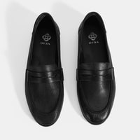 Kadın Siyah Slip-On Deri Loafer