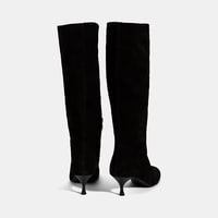 Kadın Siyah Süet Deri Çizme